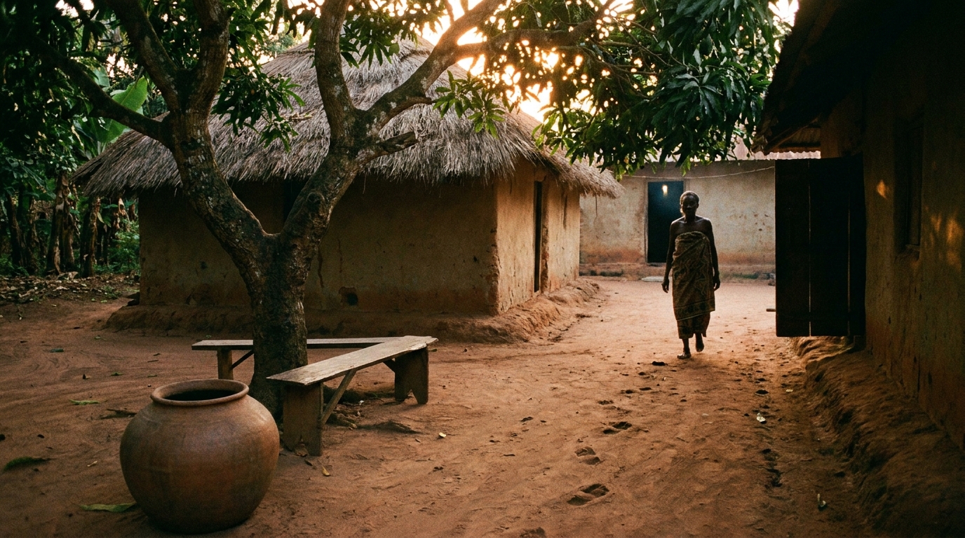A village in Ughelli, Delta State at dusk